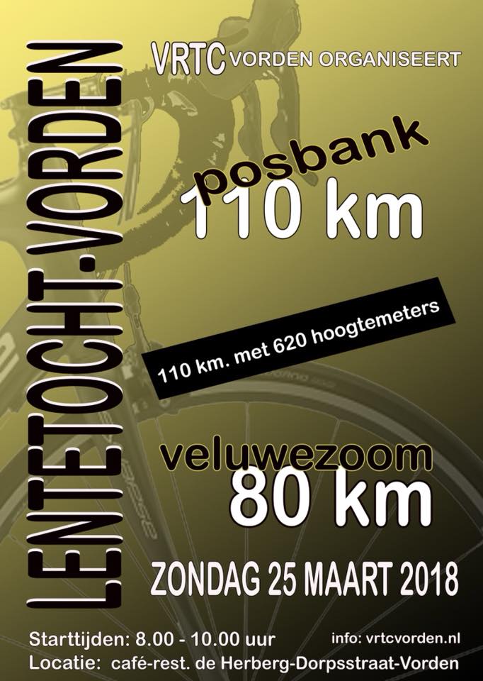 Toertocht VRTC 25 maart 2018